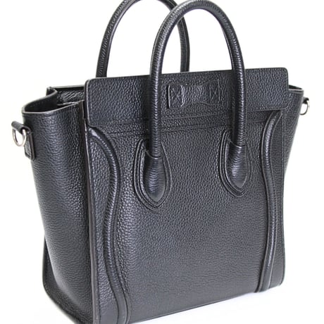 CELINE Nano Luggage Tote Bag Leather Black #75607