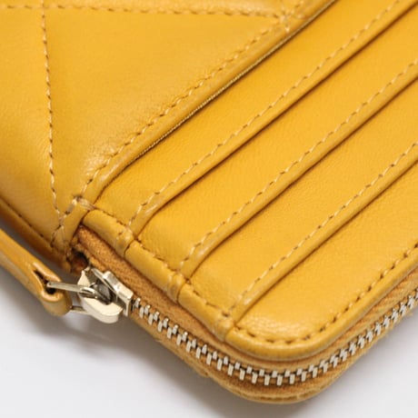 CHANEL 19 Coin & Card Holder Quilted Lambskin Yellow #76816