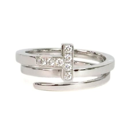 TIFFANY＆CO. T Square Wrap Diamond Ring 18K White Gold #19723