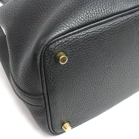 HERMES Picotin Lock PM Handbag Taurillon Clemence Leather Black #19815