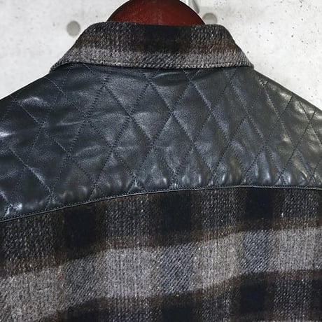 Chrome Hearts Plaid Wool CPO Shirt Jacket Leather Trim Cross Button #103835