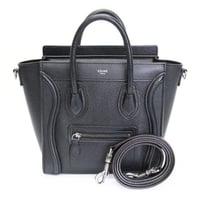 CELINE Nano Luggage Tote Bag Leather Black #20273