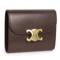 CELINE Small Triomphe Flap Wallet Shiny Calfskin Chestnut #19940