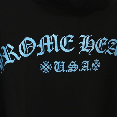 Chrome Hearts, Unused, Friends & Family Exclusive, Blue Glitter Floral Cross Pullover Hoodie #103730