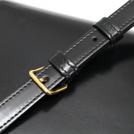 CELINE Teen Triomphe Shoulder Bag Calf Leather Black #76208