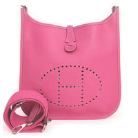 HERMES Evelyne III PM Shoulder Bag Epsom Leather Rose Tyrien #19666
