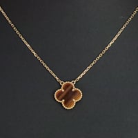 Van Cleef＆Arpels Alhambra Pendant Necklace Tiger Eye 18K Yellow Gold ＃20294