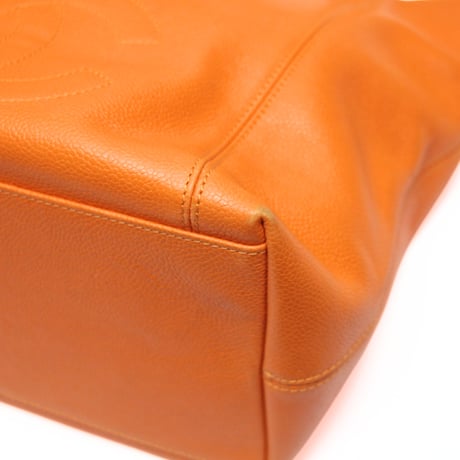 CHANEL CC Logo Tote Bag Caviar Orange ＃75770