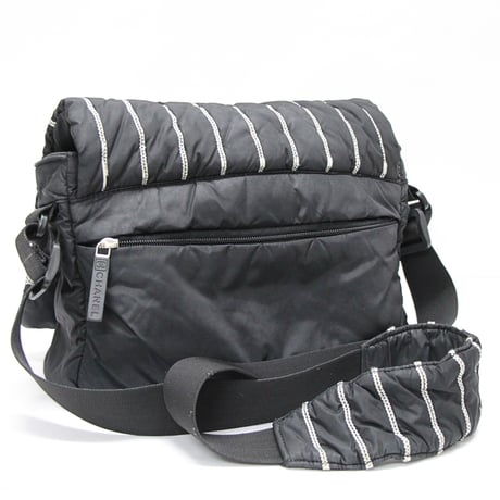 CHANEL Sports Line Messenger Bag Quilted Nylon Black #76632