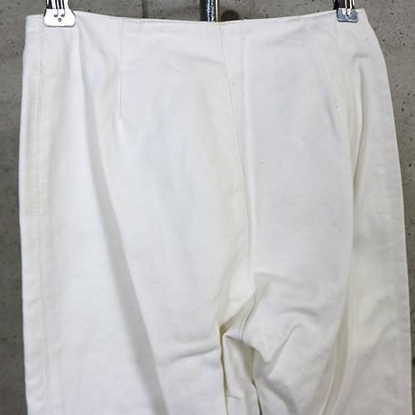 Chrome Hearts Old Women's Fleur Knee Cross Ball Button Fly Denim Pants White #103944