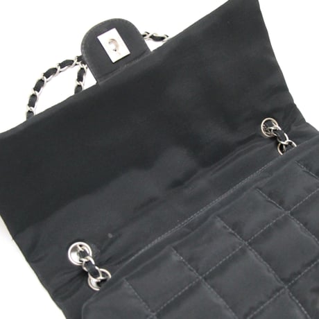 CHANEL Chocolate Bar Easy Flap Bag Quilted Nylon Black #76434