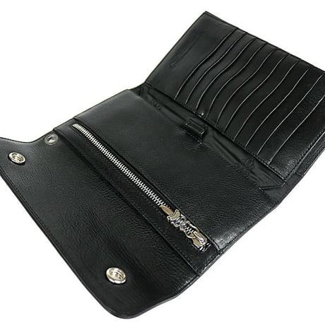 Chrome Hearts Brand-New Wave Wallet Cross Button Tri-Fold Leather Wallet #100117