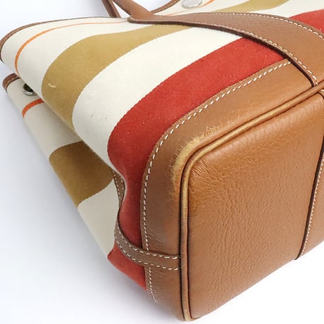HERMES Garden Party TPM Tote Bag Negonda Leather Toile Transat Canvas Gold #19501