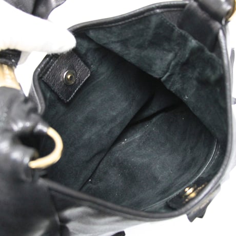 YVES SAINT LAURENT St. Tropez Mombasa Hobo Bag Leather Black #76382