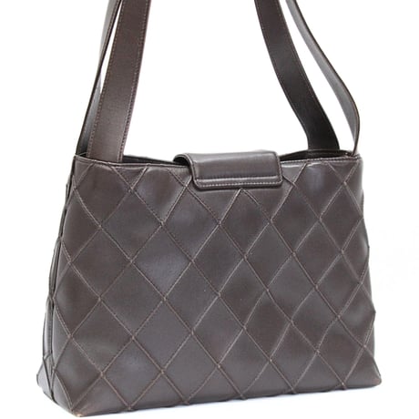 CHANEL Kelly Waffle Bag Quilted Leather Brown #75771