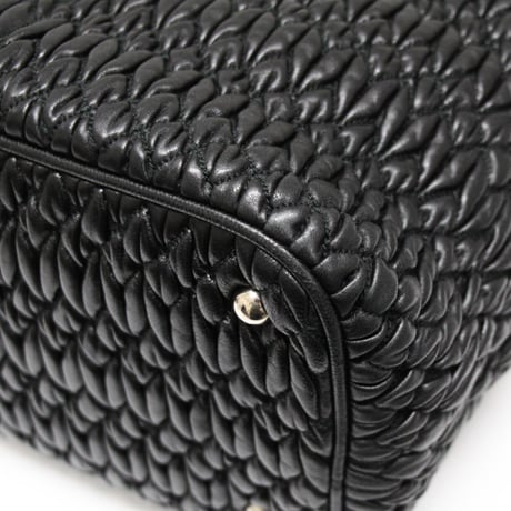 Miu Miu Matelasse Satchel Bag with Bijou Chain Nappa Leather Black #75566