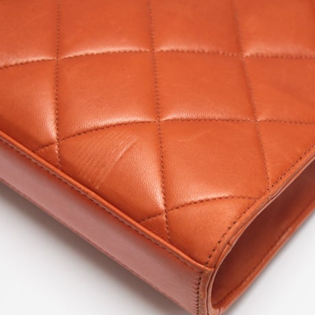 Rare! CHANEL Flap Briefcase Quilted Caviar Light Brown #75577