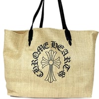 Chrome Hearts Brand-New CH Plus Large Straw Beach Bag Beige #31684
