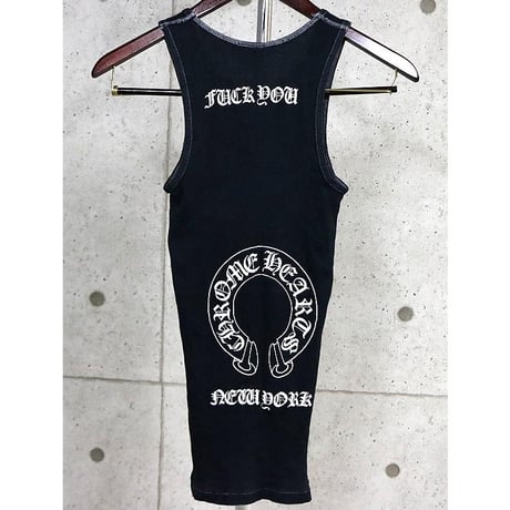 Chrome Hearts Vintage NYC Exclusive "FUCK YOU" Large Cross Horseshoe Print Tank Top #104311