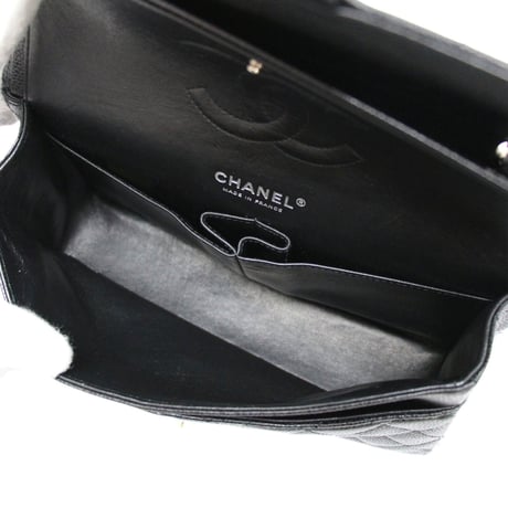 CHANEL Classic 25 Medium Double Flap Bag Quilted Caviar Black ＃76364