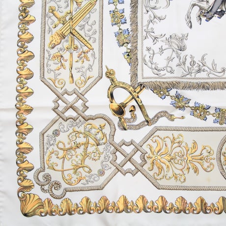HERMES Carre 90 Silk 100% Scarf Stole "LVDOVICVS MAGNVS" #76551