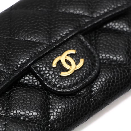 CHANEL Mini Flap Wallet Quilted Caviar Black #76716