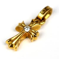 Chrome Hearts 22K Baby Fat Cross Pendant 2P Diamonds #32157