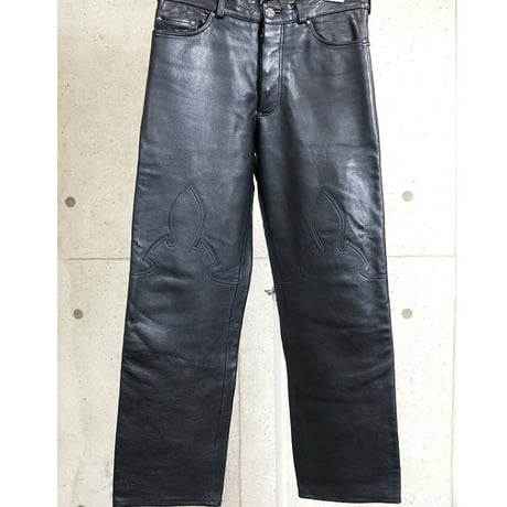 Chrome Hearts Vintage Old Fleur Knee 5-Pocket Leather Pants #30932