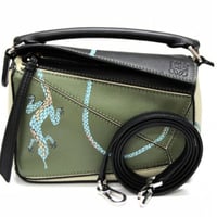 LOEWE x Paula's Ibiza Mini Puzzle Bag Leather Green #75903
