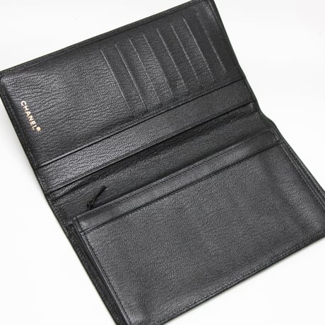 CHANEL CC Logo Bifold Wallet Leather Black #76324