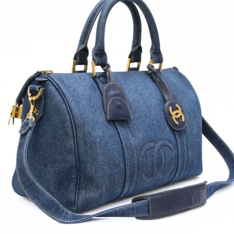 CHANEL Timeless CC Duffle Bag Denim Indigo Blue #75612