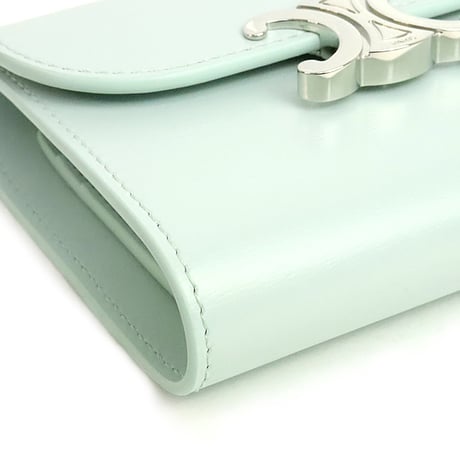 CELINE Triomphe Wallet Calfskin Light Blue #19667