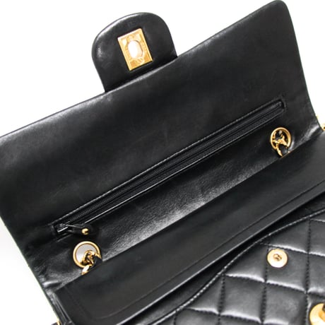 CHANEL Classic 25 Medium Double Flap Bag Quilted Lambskin Black #75010
