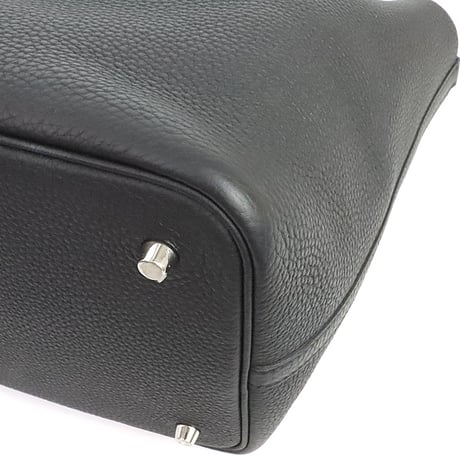 HERMES Picotin Lock MM Handbag Taurillon Clemence Leather Black #19769