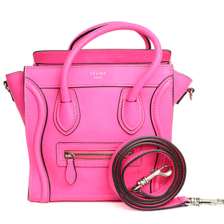 CELINE Micro Luggage Tote Bag Leather Neon Pink #19759