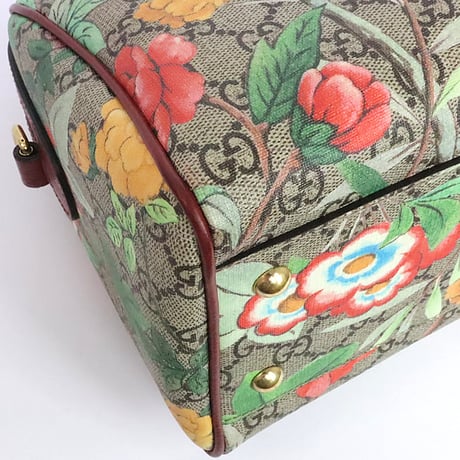 GUCCI Tian Boston Bag GG Supreme Canvas Beige #19775