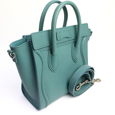 CELINE Nano Luggage Tote Bag Leather Light Blue #19530