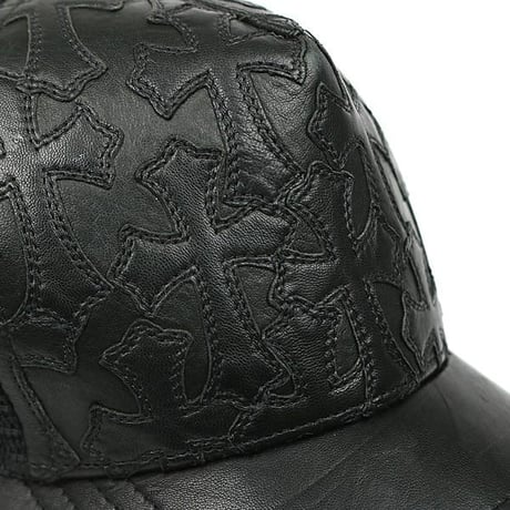 Chrome Hearts Cemetery Cross Leather Patch Mesh Trucker Hat Cap Black #104249