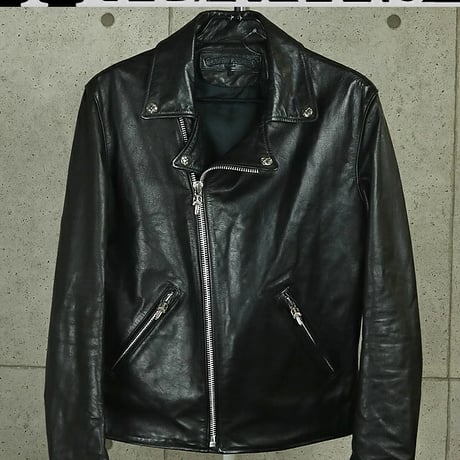 CHROME HEARTS Basic Moto Riders Jacket DSMG Exclusive Horse Leather Black  ＃31584