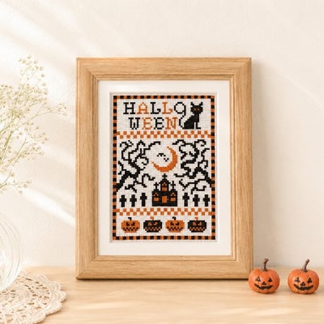 クロスステッチ図案（PDFダウンロード）｜ハロウィン 5点セット｜刺繍図案｜Halloween Cross Stitch Patterns