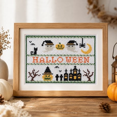 クロスステッチ図案（PDFダウンロード）｜ハロウィン 5点セット｜刺繍図案｜Halloween Cross Stitch Patterns
