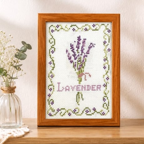 クロスステッチ図案（PDFダウンロード）｜ラベンダー｜Lavender Cross Stitch Pattern
