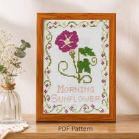 クロスステッチ図案（PDFダウンロード）｜朝顔の刺繍図案｜Morning Glory Cross Stitch Pattern