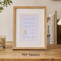 クロスステッチ図案（PDFダウンロード）｜４月サンプラー「イースターのうさぎとイースターエッグ」｜2色刺し
