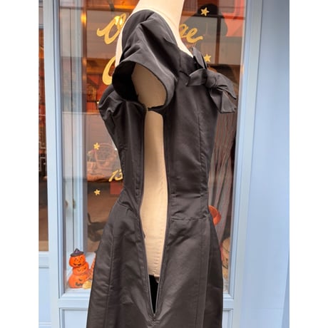 1950s Black Taffeta Dress[G-187]