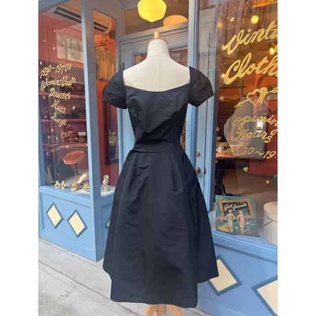 1950s Black Taffeta Dress[G-187]
