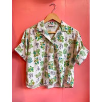 1950s-60s Novelty Print Blouse[H-56]