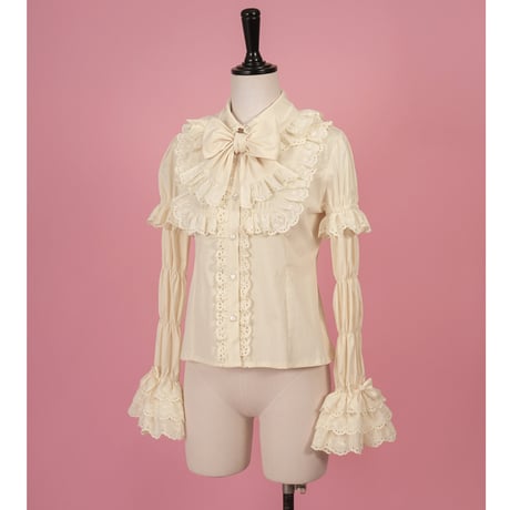シャーリングスリーブつけ袖ブラウス　アイボリー