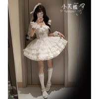 Heartbeat Doll ジャンパースカート チョーカー・ミニハット・パニエset　ホワイト