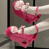 恋色誓約  ハートカットヒール　厚底パンプス　ローズピンク